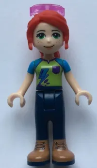 LEGO Friends Mia, Dark Blue Trousers, Lime Top, Red Hair, Sunglasses minifigure