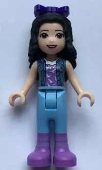 LEGO Friends Emma, Medium Lavender Top with White Birds, Sand Blue Vest, Medium Light Blue Trousers, Bow minifigure