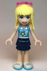 LEGO Friends Stephanie, Dark Blue Layered Skirt, Medium Azure and White Top, Sunglasses minifigure