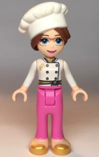 LEGO Friends Lillie, White Jacket, Dark Pink Pants, White Chef Toque with Hair minifigure