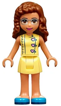 LEGO Friends Olivia, Bright Light Yellow Dress with Heart Buttons, Blue Shoes minifigure