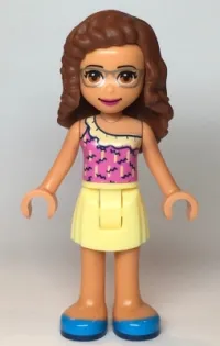 LEGO Friends Olivia, Bright Light Yellow Skirt, Dark Pink Top, Dark Azure Shoes minifigure