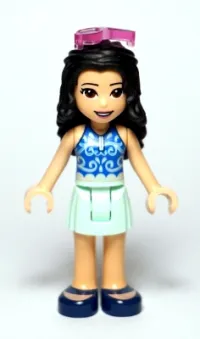LEGO Friends Emma, Light Aqua Skirt, Blue Swimsuit Top, Sunglasses minifigure