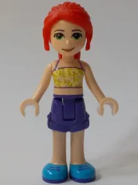 LEGO Friends Mia, Dark Purple Shorts, Yellowish Green Top with Vines minifigure
