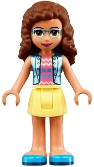 LEGO Friends Olivia, Bright Light Yellow Skirt, Dark Pink Top with Blue Jacket minifigure
