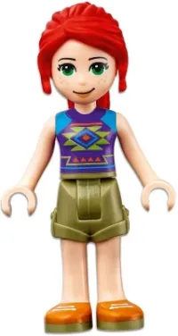 LEGO Friends Mia, Olive Green Shorts, Dark Purple Top with Diamonds and Triangles minifigure
