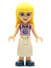 LEGO Friends Stephanie, White Long Skirt, Magenta Top with Apron minifigure