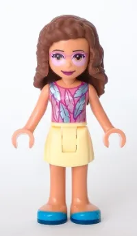 LEGO Friends Olivia, Bright Light Yellow Skirt, Dark Pink Top with Feathers, Bright Pink Tinted Glasses minifigure