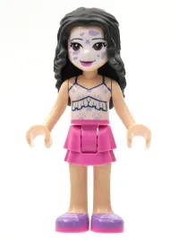 LEGO Friends Emma, Dark Pink Skirt, White Ruffled Tank Top, Face Paint minifigure