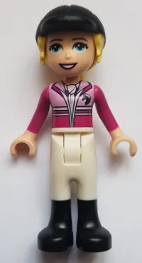 LEGO Friends Stephanie, White Riding Pants, Magenta Jacket, Riding Helmet with Bright Light Yellow Ponytail minifigure