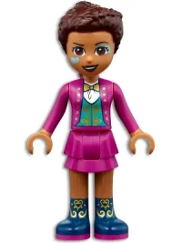 LEGO Friends Andrea, Magenta Jacket and Skirt, Dark Blue Boots minifigure