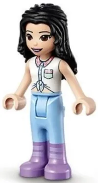 LEGO Friends Emma, Blue Riding Pants, White Collared Shirt, Black Hair minifigure