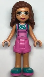 LEGO Friends Olivia, Dark Pink Overalls, Dark Turquoise Top minifigure