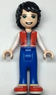 LEGO Friends Jackson, Red Shoes, Blue Trousers, Red Vest, Sand Blue Undershirt, White Sleeves minifigure