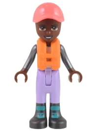LEGO Friends Elijah, Lavender Sailing Outfit, Coral Cap, Orange Life Jacket minifigure