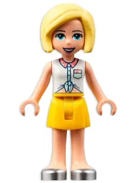 LEGO Friends Roxy, White Collared Shirt, Yellow Skirt, Silver Shoes minifigure