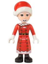 LEGO Friends Santa - Red Jacket and Skirt with Buttons and White Trim, Santa Hat minifigure