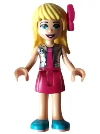 LEGO Friends Stephanie - Magenta Skirt and Top with Silver Vest, Magenta Bow minifigure