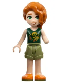 LEGO Friends Autumn - Dark Green Mushroom Top, Olive Green Shorts, Orange Shoes minifigure