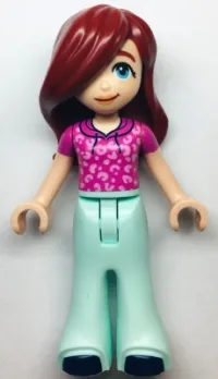 LEGO Friends Paisley - Dark Pink Hoodie, Light Aqua Trousers Bell-Bottoms, Dark Blue Shoes minifigure