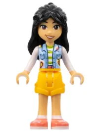 LEGO Friends Liann - Bright Light Blue Vest with Pockets, Bright Light Orange Shorts, Coral Shoes minifigure