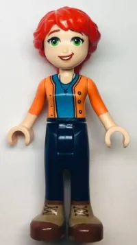 LEGO Friends Mia - Dark Azure Shirt, Orange Sweater, Dark Blue Pants, Dark Tan and Reddish Brown Boots minifigure
