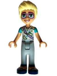 LEGO Friends Olly - White Paisley Shirt, Lavender Shoulder Bag, Light Bluish Gray Trousers, Dark Blue Shoes minifigure