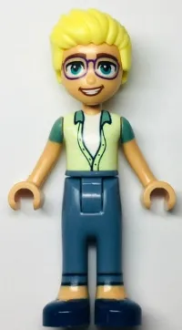 LEGO Friends Olly - Yellowish Green and Sand Green Unbuttoned Shirt, Sand Blue Trousers, Dark Blue Shoes minifigure