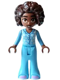 LEGO Friends Aliya - Bright Light Blue Pajamas, Top with White Horseshoes and Dots, Lavender Shoes minifigure