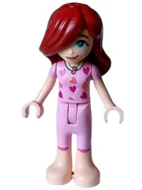 LEGO Friends Paisley - Bright Pink Pajamas, Top with Magenta and Coral Hearts minifigure