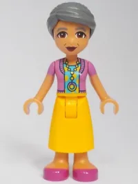 LEGO Friends Abuelita - Dark Pink Sweater Vest, Bright Light Orange Long Skirt, Magenta Shoes minifigure