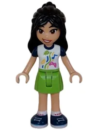 LEGO Friends Liann - White Shirt with Dark Blue Short Sleeves, Lime Skirt, Dark Blue Shoes minifigure