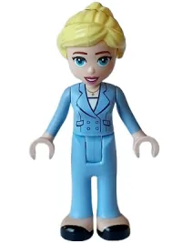 LEGO Friends Stephanie (Adult) - Bright Light Blue Suit with Pockets and Buttons, Black Shoes minifigure