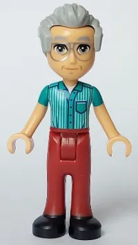 LEGO Friends Stanley - Dark Turquoise Shirt, Dark Red Trousers, Black Shoes, Silver Glasses minifigure