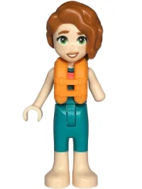 LEGO Friends Autumn - Dark Turquoise Wetsuit, Orange Life Jacket, Light Nougat Legs and Feet minifigure