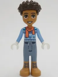 LEGO Friends Aaron - Bright Light Blue Sweater, Coral Scarf, Sand Blue Trousers, Medium Nougat Boots minifigure