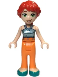 LEGO Friends Mia (Adult) - Metallic Blue Halter Top, Orange Pants, Dark Turquoise Shoes minifigure