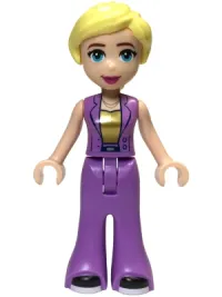 LEGO Friends Stephanie (Adult) - Medium Lavender Suit with Gold Shirt, Black Shoes with White Soles minifigure