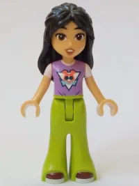 LEGO Friends Liann - Medium Lavender Top, Lime Trousers Bell-Bottoms, Dark Red Shoes, Smile with Top Teeth minifigure