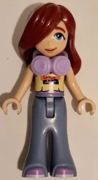 LEGO Friends Paisley - Bright Light Yellow and Medium Lavender Tank Top, Sand Blue Trousers Bell-Bottoms, Lavender Headphones minifigure