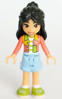 LEGO Friends Liann - Coral Patchwork Jacket, Bright Light Blue Shorts, Lime Shoes minifigure