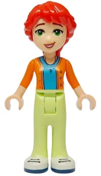 LEGO Friends Mia (Adult) - Dark Azure Shirt, Orange Sweater, Yellowish Green Pants, White Shoes with Dark Blue Soles and Laces minifigure