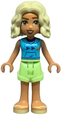 LEGO Friends Nova - Medium Azure Sleeveless Hoodie, Yellowish Green Shorts, Bright Light Yellow Sandals minifigure