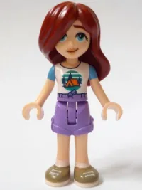 LEGO Friends Paisley - White T-Shirt with Tent, Medium Lavender Shorts, Dark Tan Shoes minifigure