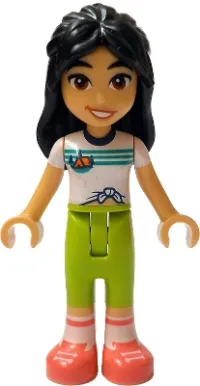 LEGO Friends Liann - White Knotted T-Shirt with Tent, Lime Trousers, Coral Shoes minifigure