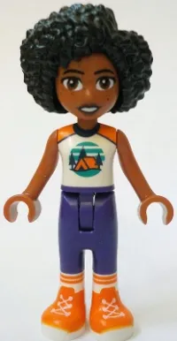 LEGO Friends Jamila - White Sleeveless Top with Tent, Dark Purple Trousers, Orange Shoes minifigure