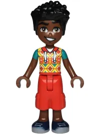 LEGO Friends Zac - Yellow Top with Geometric Shapes, Red Cropped Trousers, Dark Blue Shoes minifigure