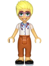 LEGO Friends Olly - White Shirt with Bandana, Dark Orange Trousers, Black Shoes minifigure