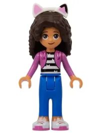 LEGO Gabby - Dark Pink Jacket over Black and White Striped Shirt, Blue Trousers minifigure