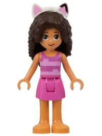 LEGO Gabby - Dark Pink and Bright Pink Striped Tank Top, Dark Pink Skirt minifigure